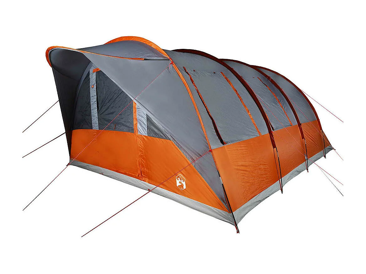 Tenda familiar túnel p/ 7 pessoas impermeável cinzento/laranja PT405152