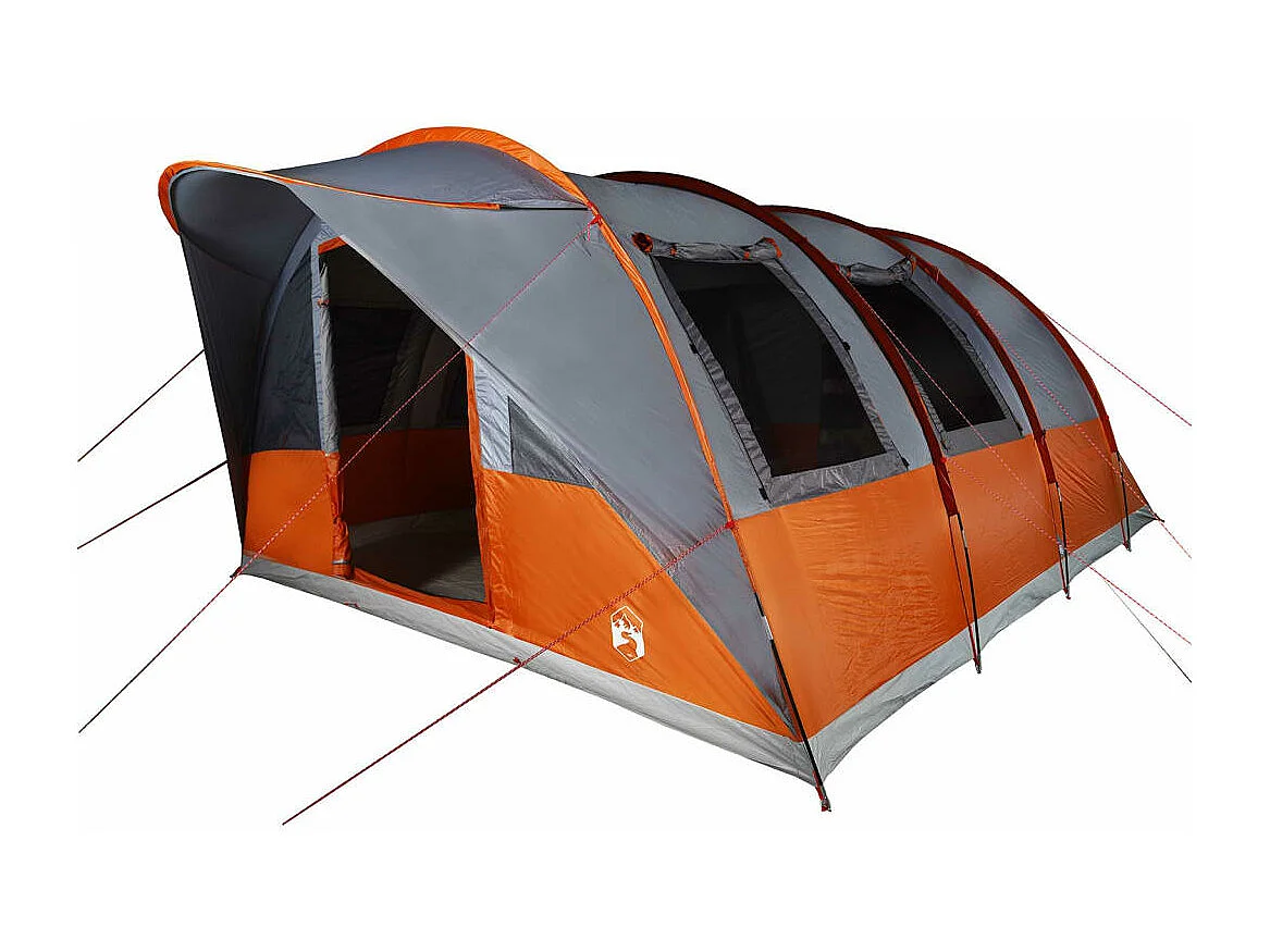 Tenda familiar túnel p/ 7 pessoas impermeável cinzento/laranja PT405152