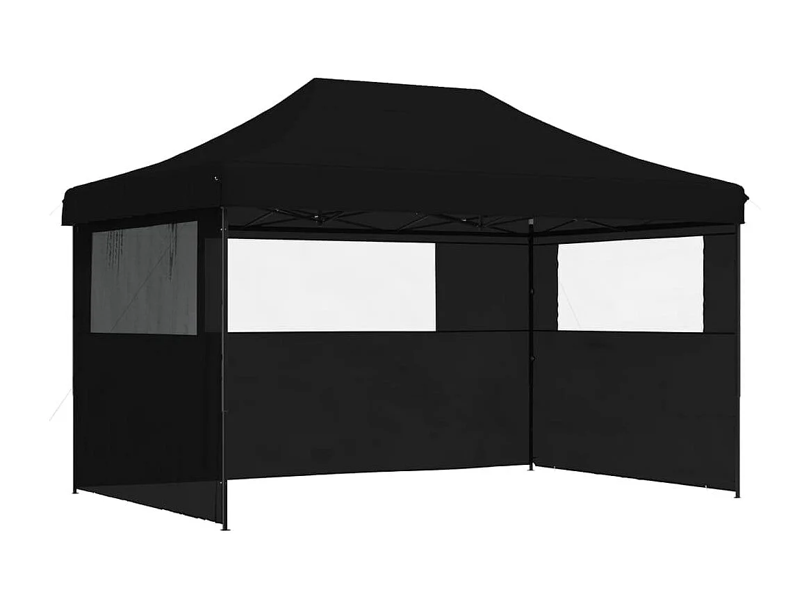 Tonnelle -Tente de réception pliable escamotable 3 parois latérales noir FR512744