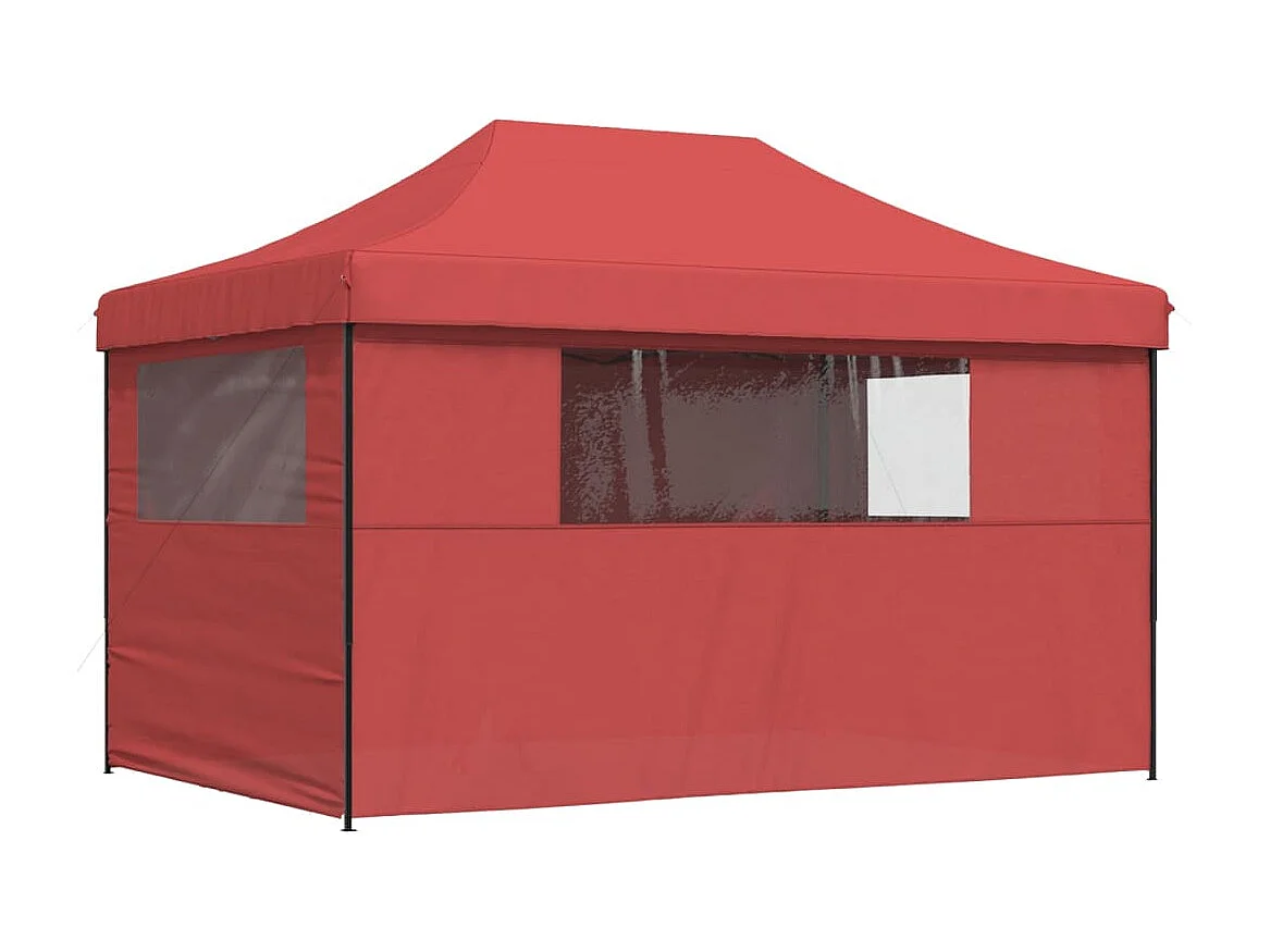 Tenda para festas pop-up dobrável com 4 paredes laterais bordô PT620418