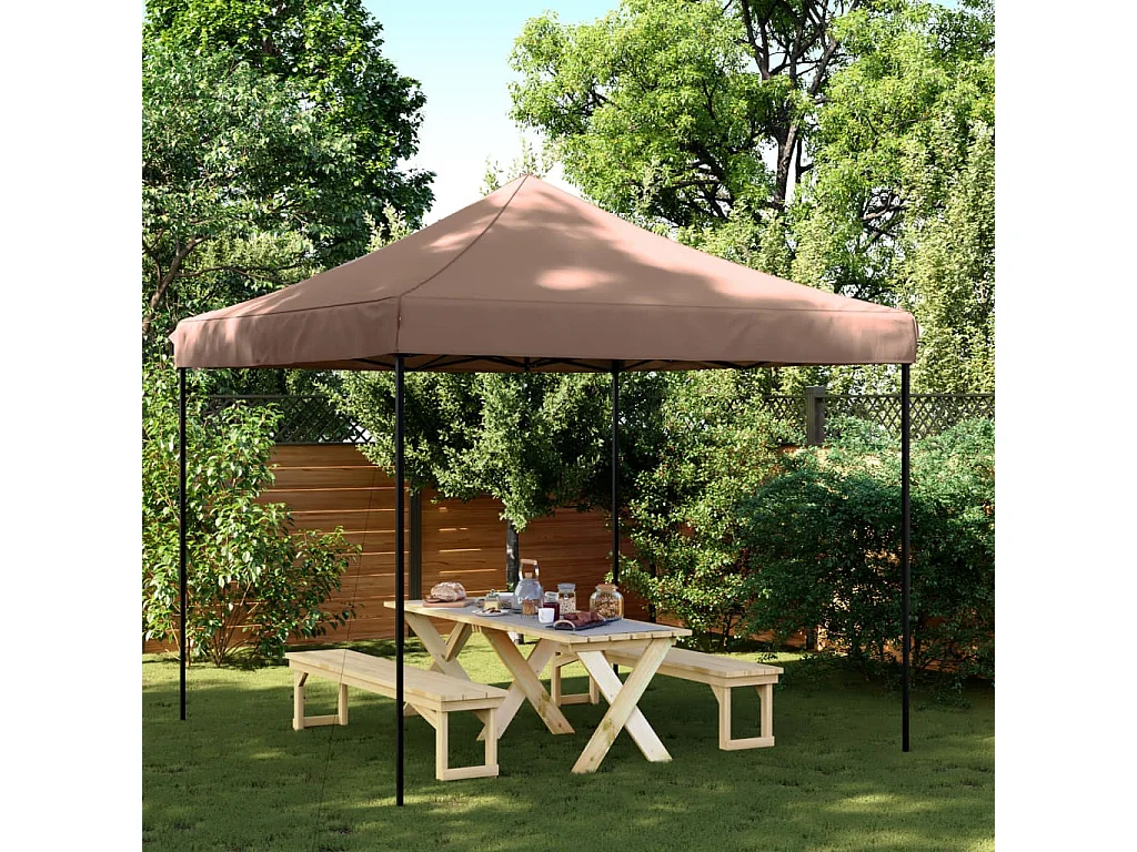 Tonnelle -Tente de réception pliable escamotable marron 292x292x315 cm FR806263