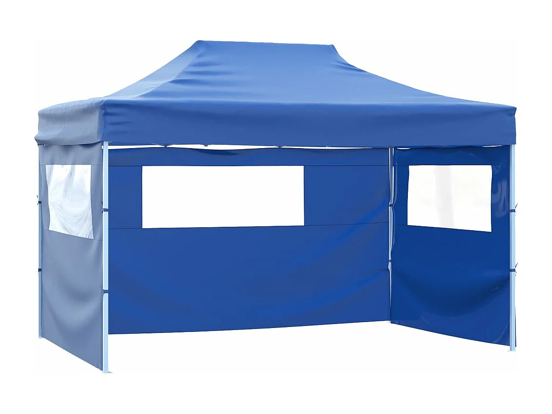 Tonnelle -Tente de réception pliable avec 3 parois 3x4 m Acier Bleu FR196608