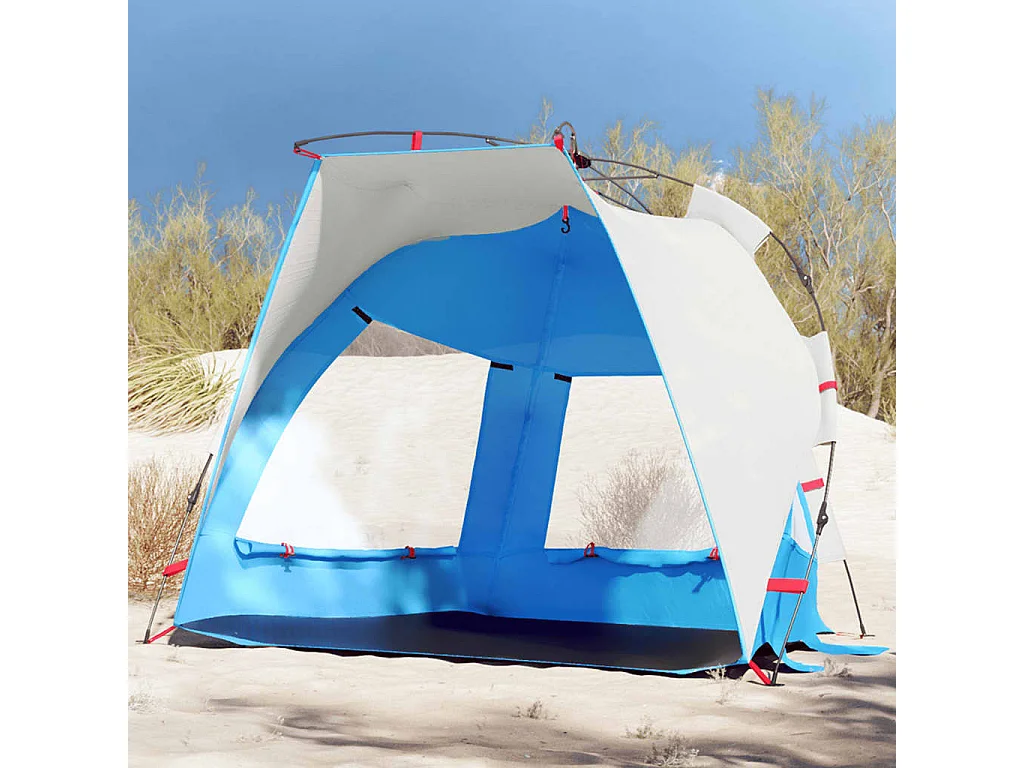Strandtent 2-persoons waterdicht snelontgrendeling azuurblauw BE906902