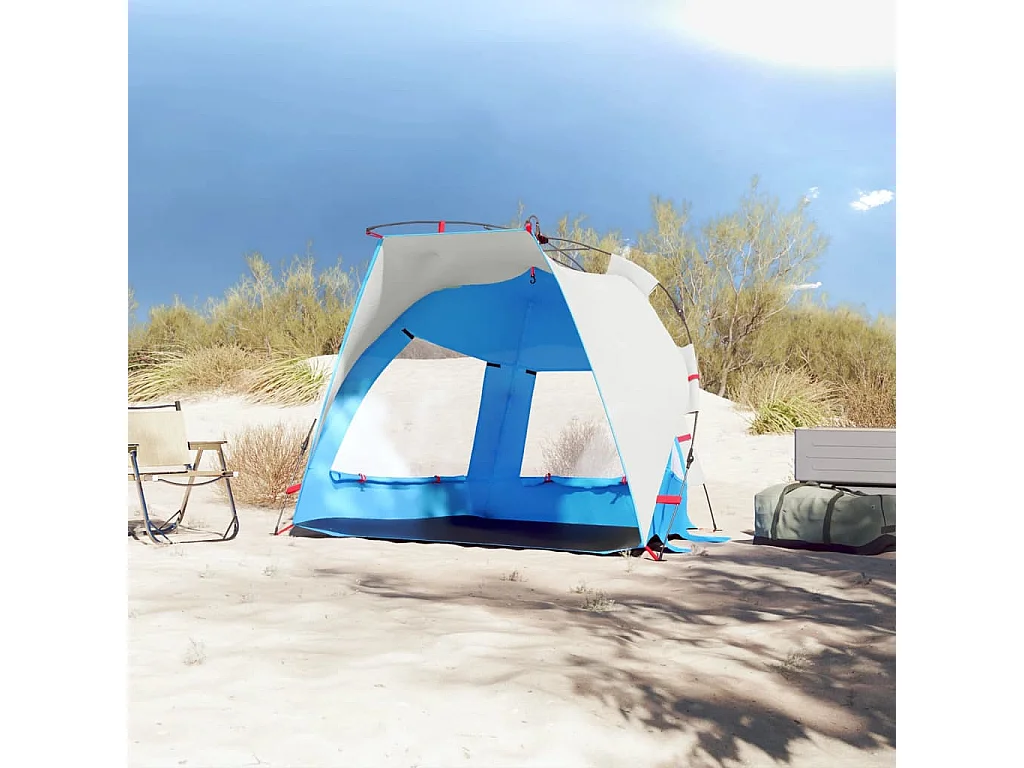 Strandtent 2-persoons waterdicht snelontgrendeling azuurblauw BE906902