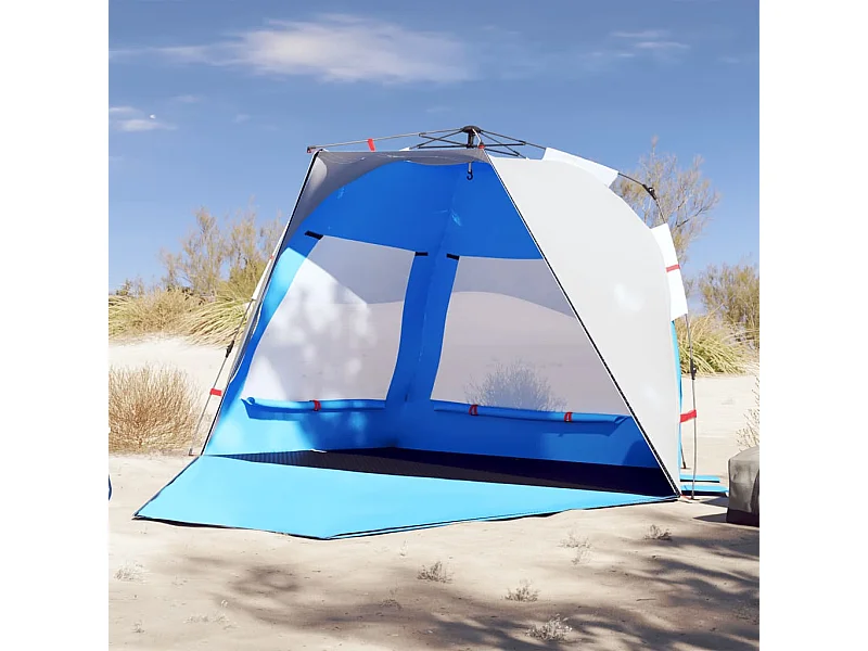 Tenda praia 3 pessoas libertação rápida impermeável azul ciano PT178030