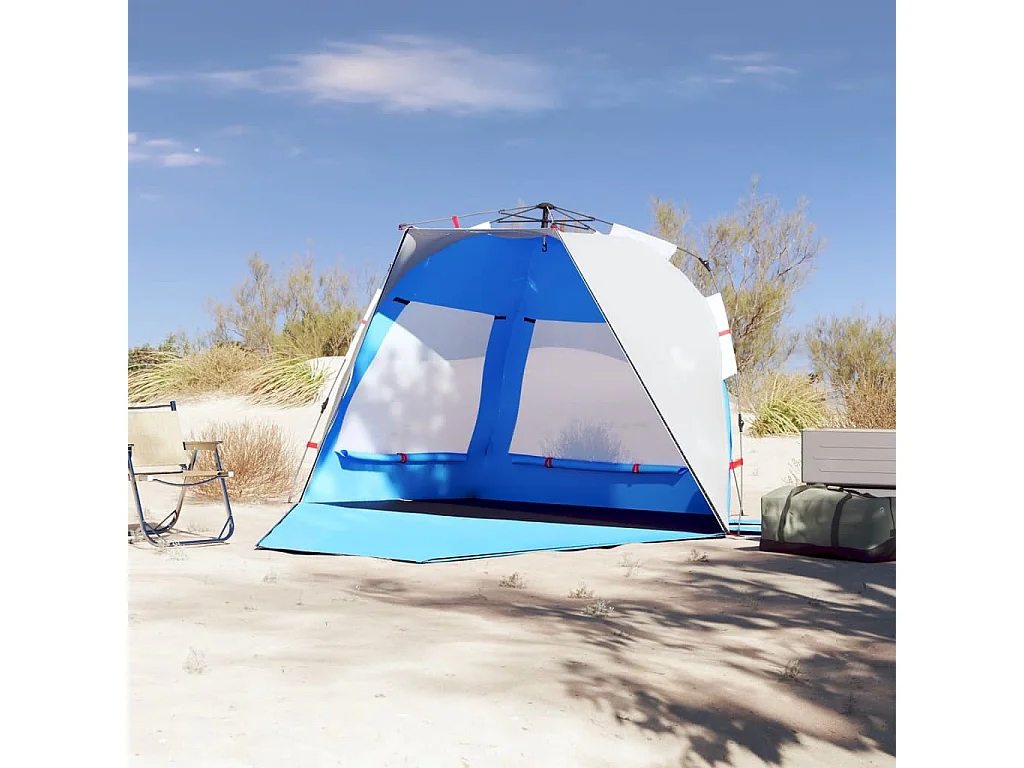 Tenda praia 3 pessoas libertação rápida impermeável azul ciano PT178030