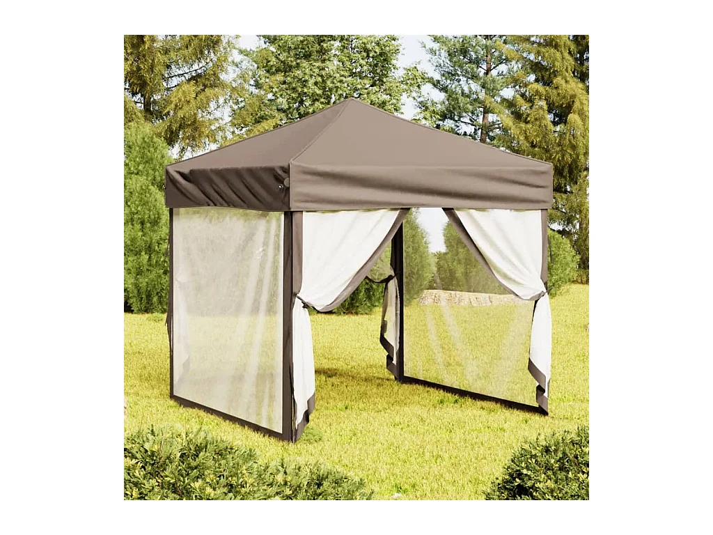 Tonnelle -Tente de réception pliable avec parois Taupe 2x2 m FR891244