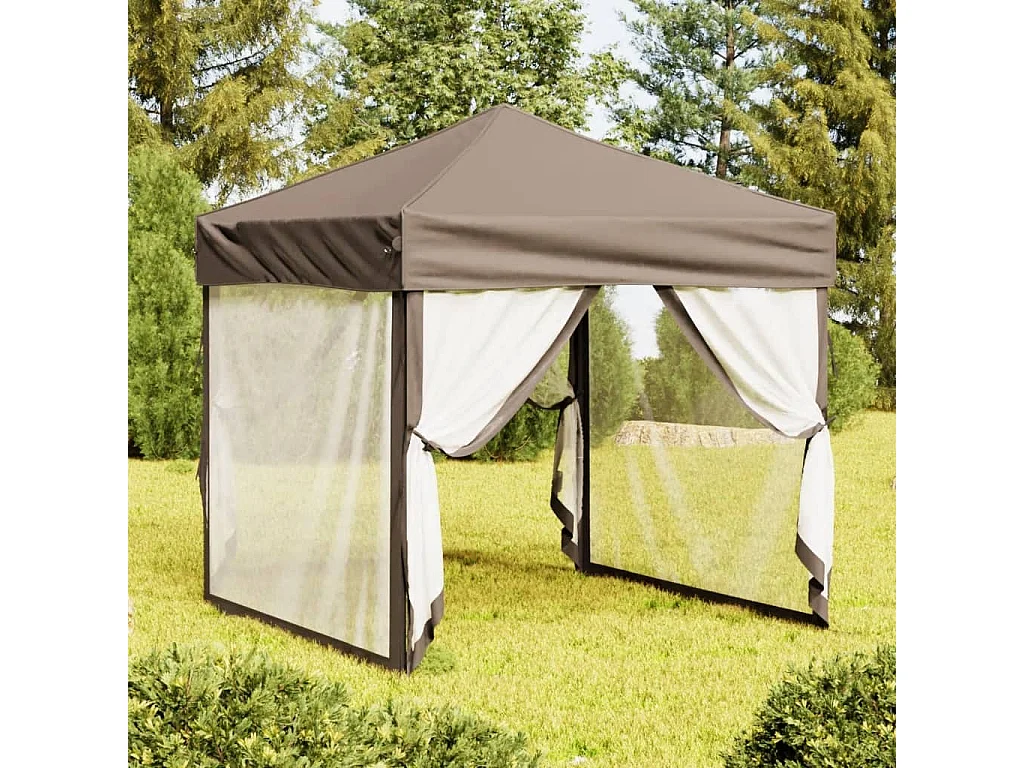 Carpa para fiestas plegable con paredes gris taupé 2x2 m ES890071