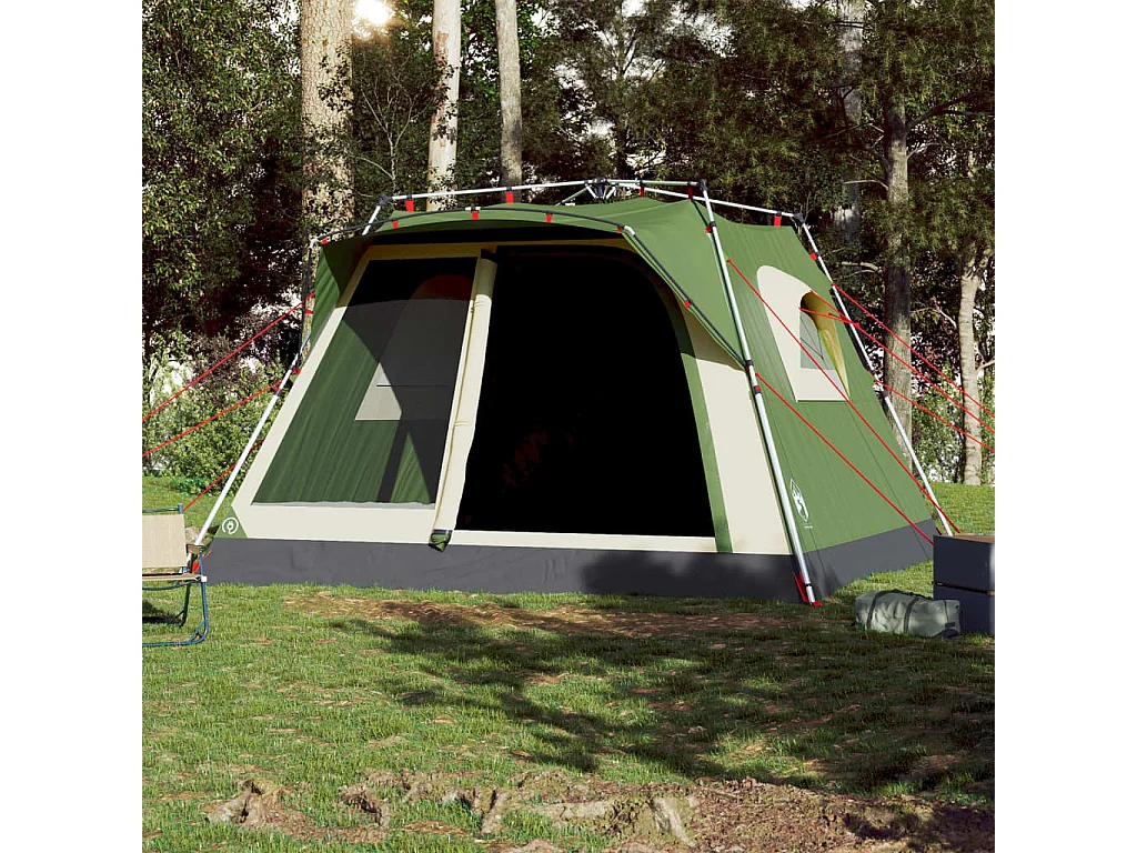 Tonnelle -Tente familiale cabine 7 personnes vert dégagement rapide FR467816