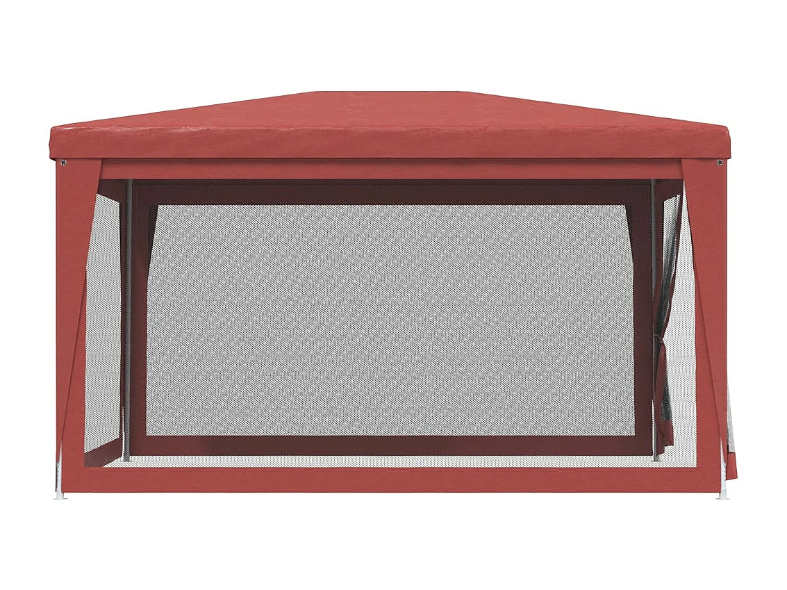 Tonnelle -Tente de fête avec 4 parois latérales en maille Rouge 3x4m PEHD FR649812