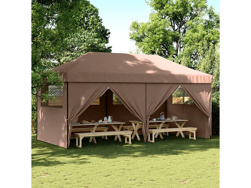 Tonnelle -Tente de réception pliable escamotable avec 4 parois latérales FR385457