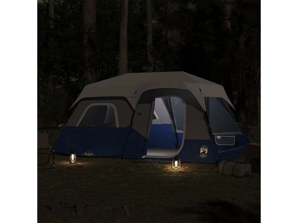 Tenda familiar c/ LED 9 pessoas libertação rápida azul-claro PT844514