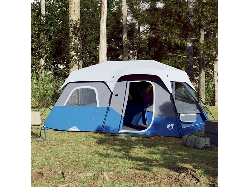 Tenda familiar c/ LED 9 pessoas libertação rápida azul-claro PT844514