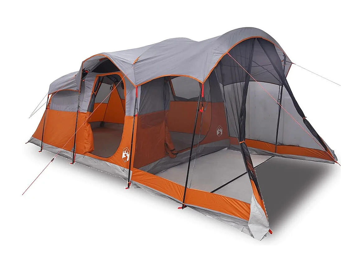 Tunneltent 8-persoons waterdicht grijs en oranje BE695759