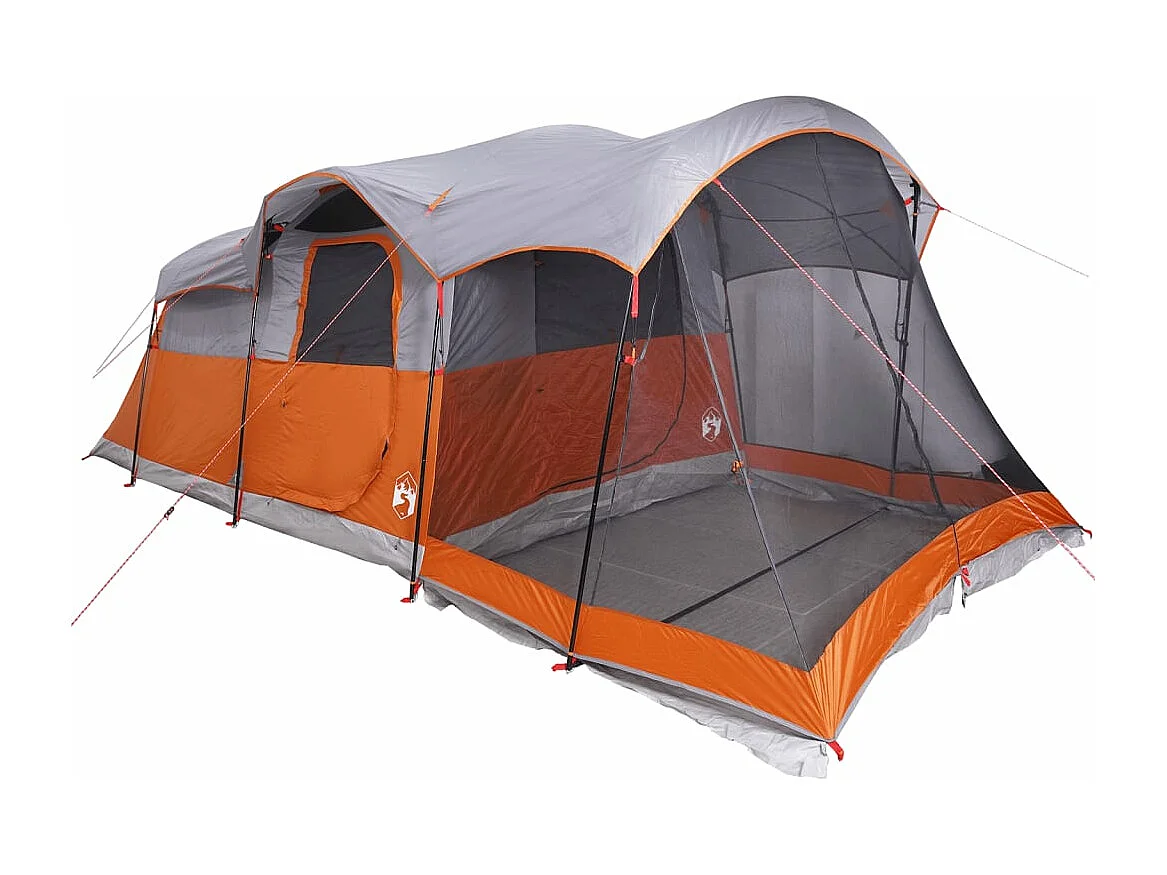 Tunneltent 8-persoons waterdicht grijs en oranje BE695759