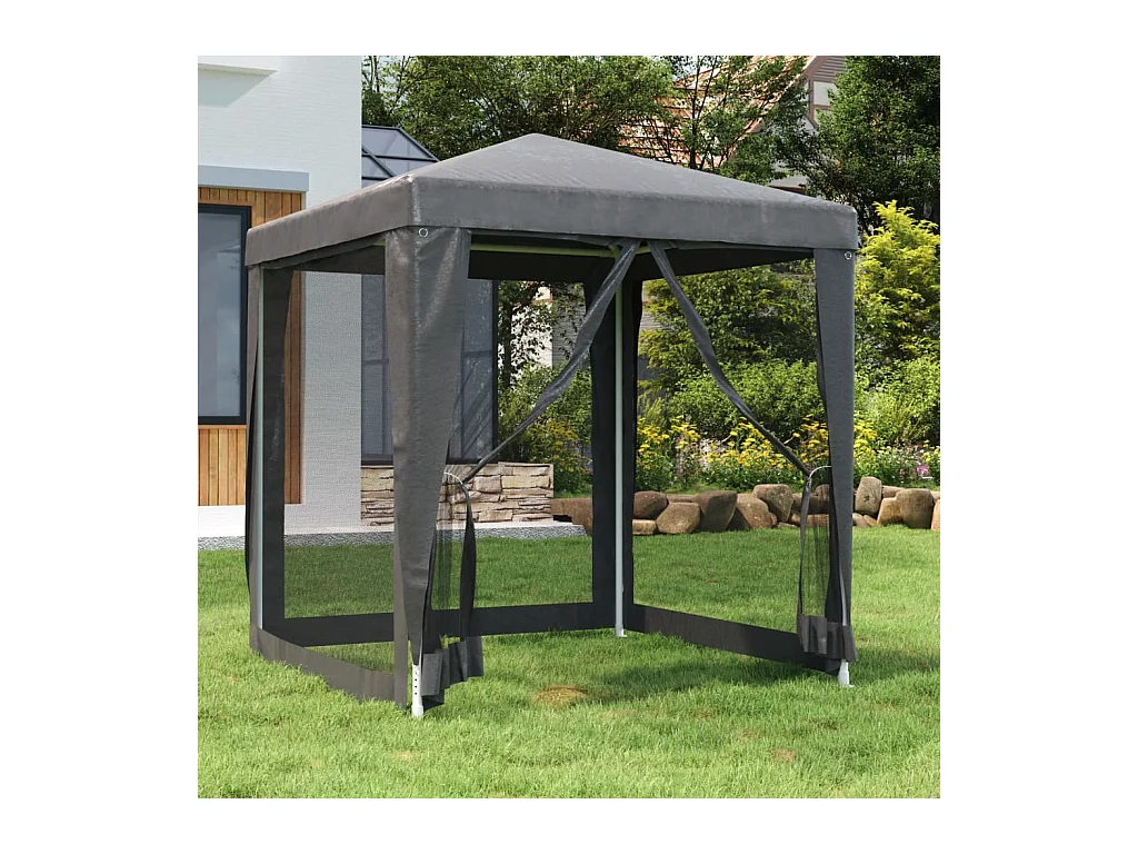 Tonnelle -Tente de fête avec 4 parois latérales en maille Anthracite 2x2m FR585549