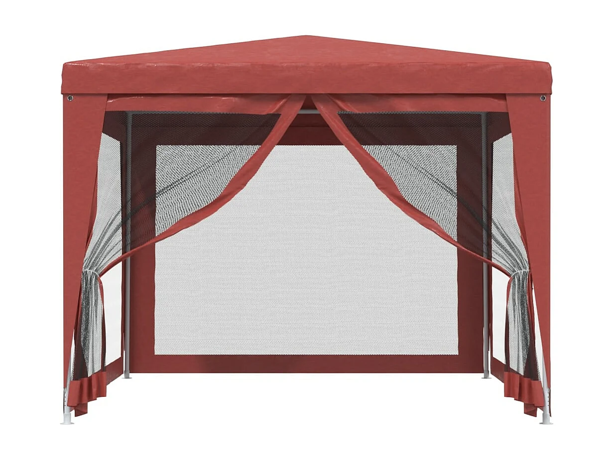 Tenda p/ festas c/ 4 paredes laterais rede 3x3 m PEAD vermelho PT712007