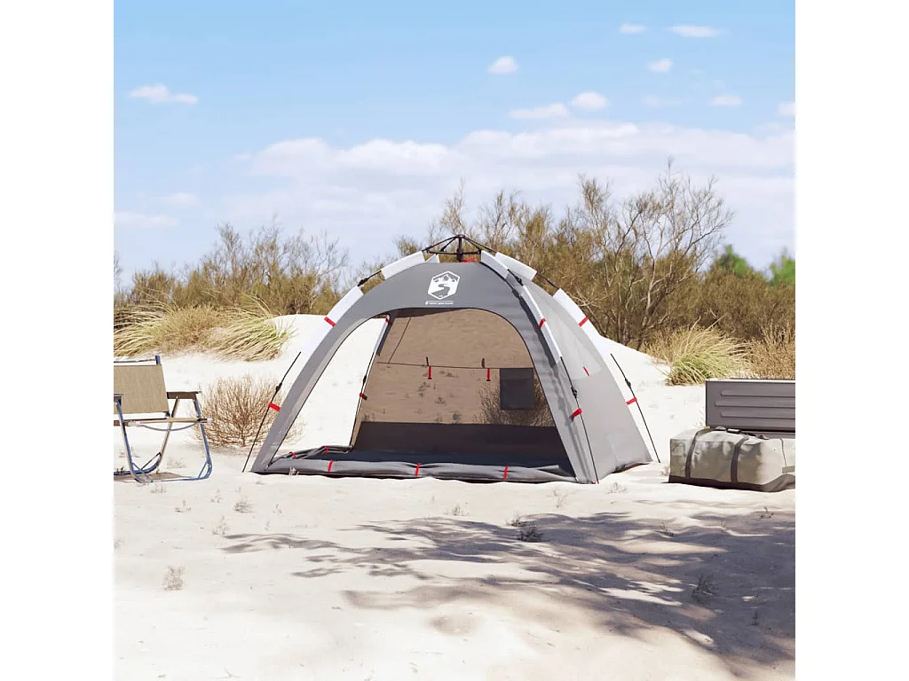 Tenda praia 2 pessoas libertação rápida impermeável cinzento PT116773