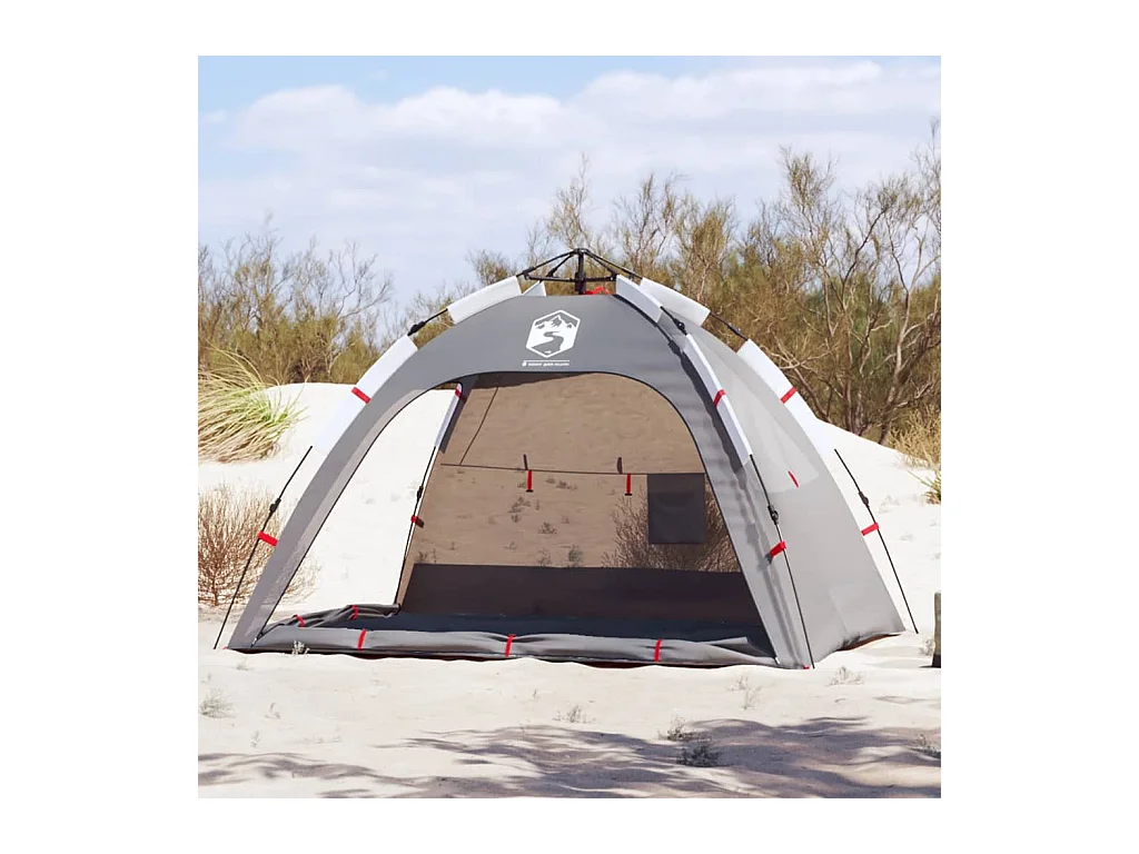 Tonnelle -Tente de plage 2 personnes gris libération rapide imperméable FR667246