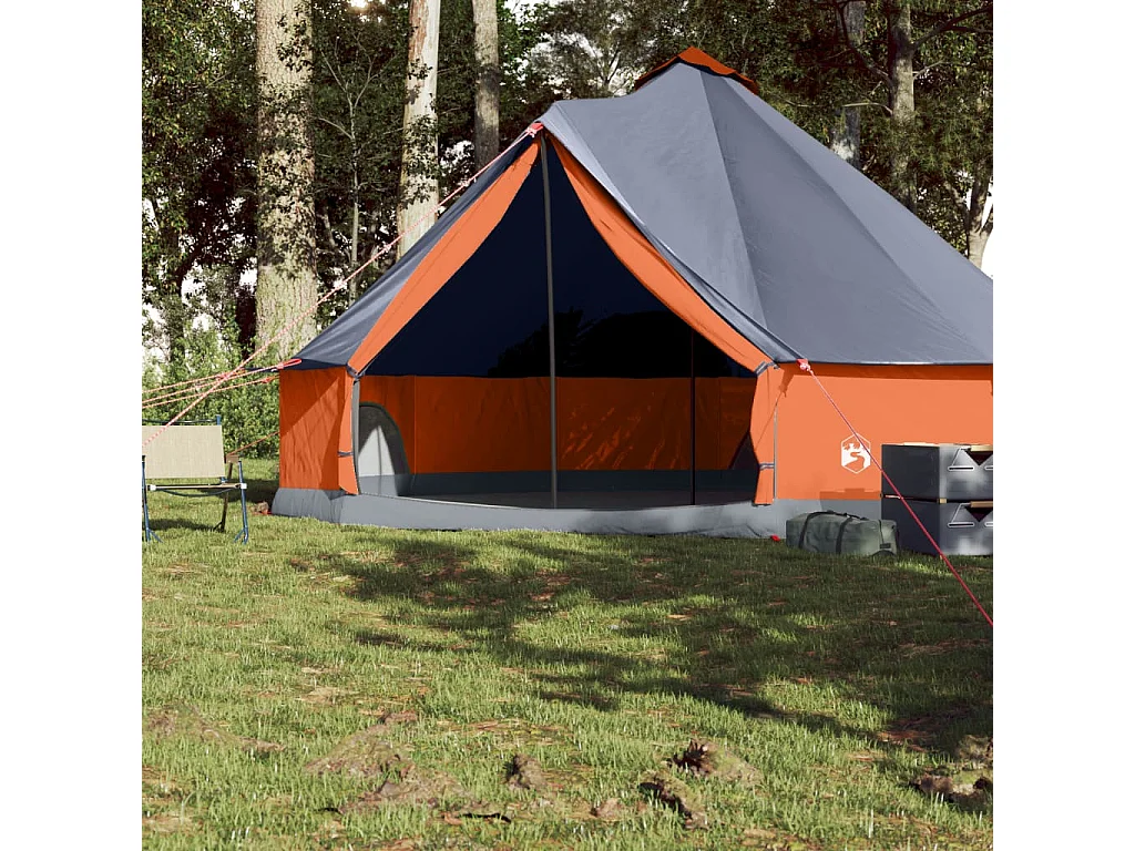 Tenda familiar tipi para 8 pessoas impermeável cinza/laranja PT156046