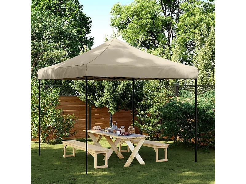 Partytent inklapbaar pop-up 292x292x315 cm taupe BE818966