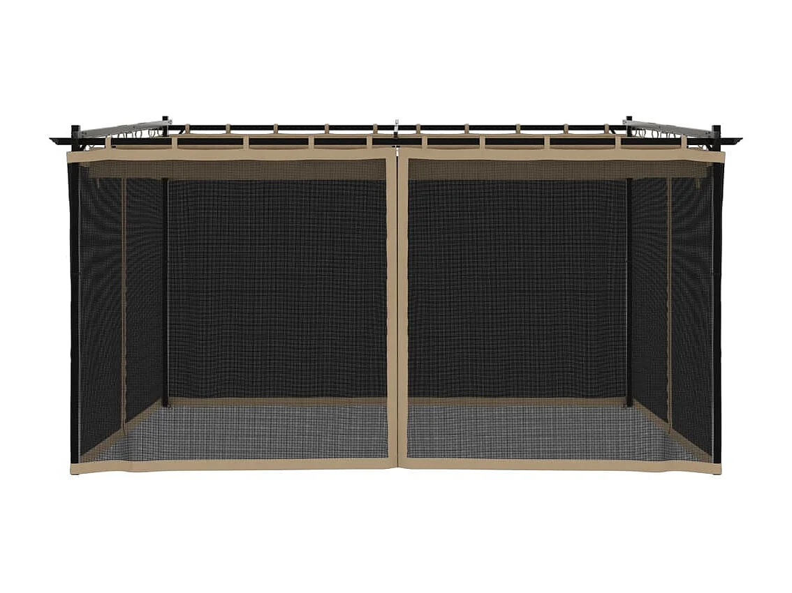 Gazebo com paredes de malha 4x3 m aço cinzento-acastanhado PT616588