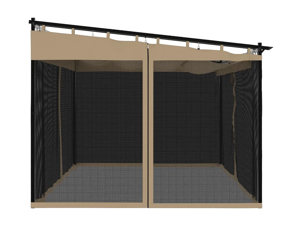 Gazebo com paredes de malha 4x3 m aço cinzento-acastanhado PT616588