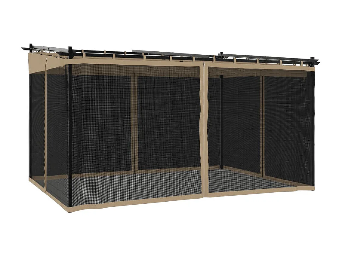 Tonnelle avec parois en filet taupe 4x3 m acier FR404943