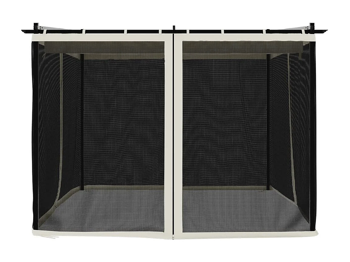 Cenador con paredes de malla acero crema 3x3 m ES602352