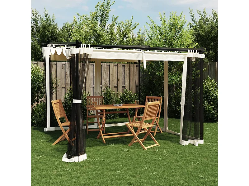 Tonnelle avec parois en filet crème 3x3 m acier FR837487