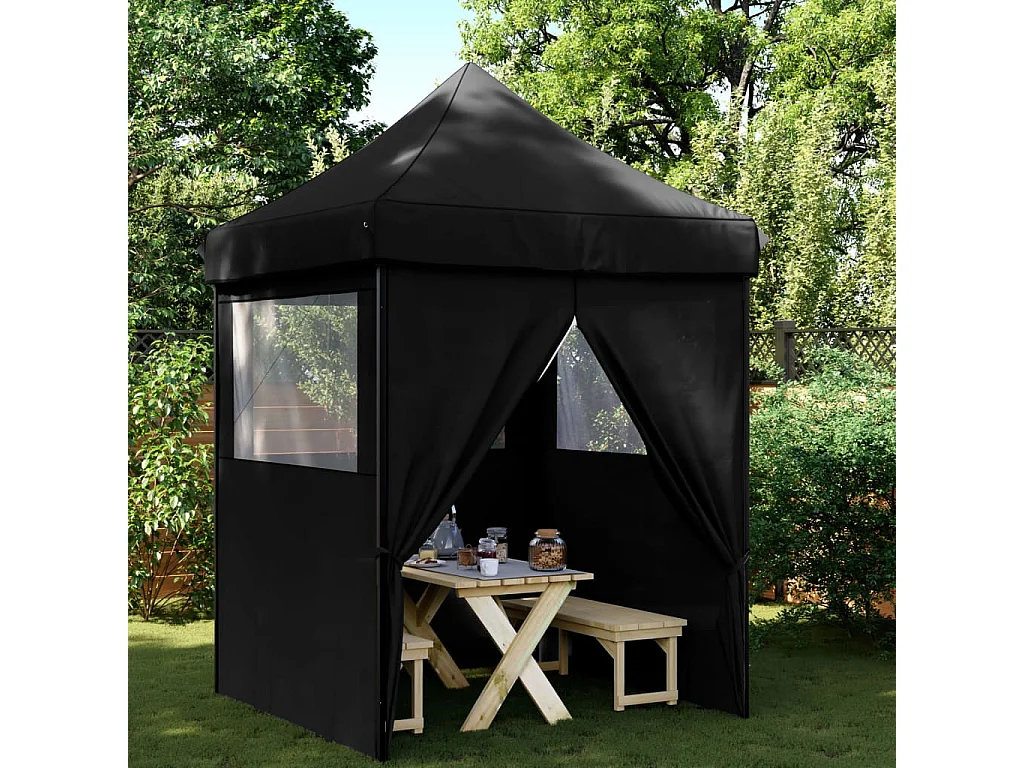 Tonnelle -Tente de réception pliable escamotable 4 parois latérales noir FR468207