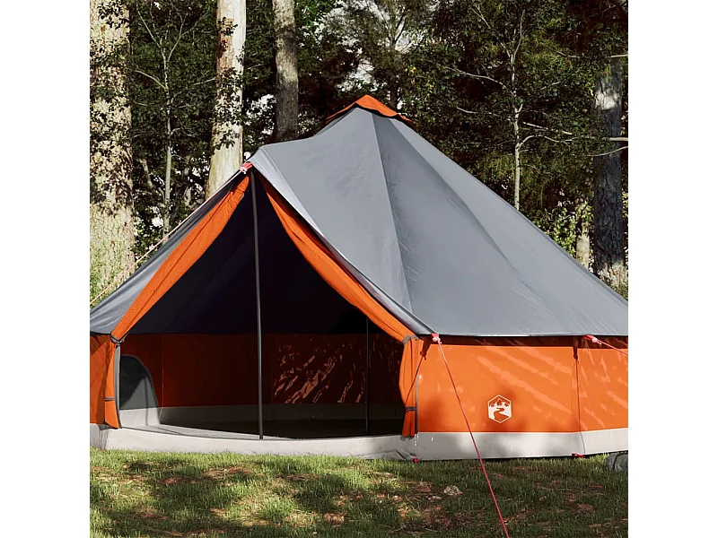 Tenda familiar tipi para 12 pessoas impermeável cinza/laranja PT452610