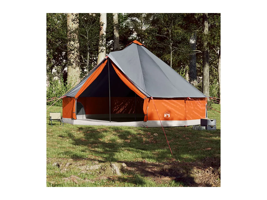 Tonnelle -Tente familiale tipi 12 personnes gris et orange imperméable FR255006