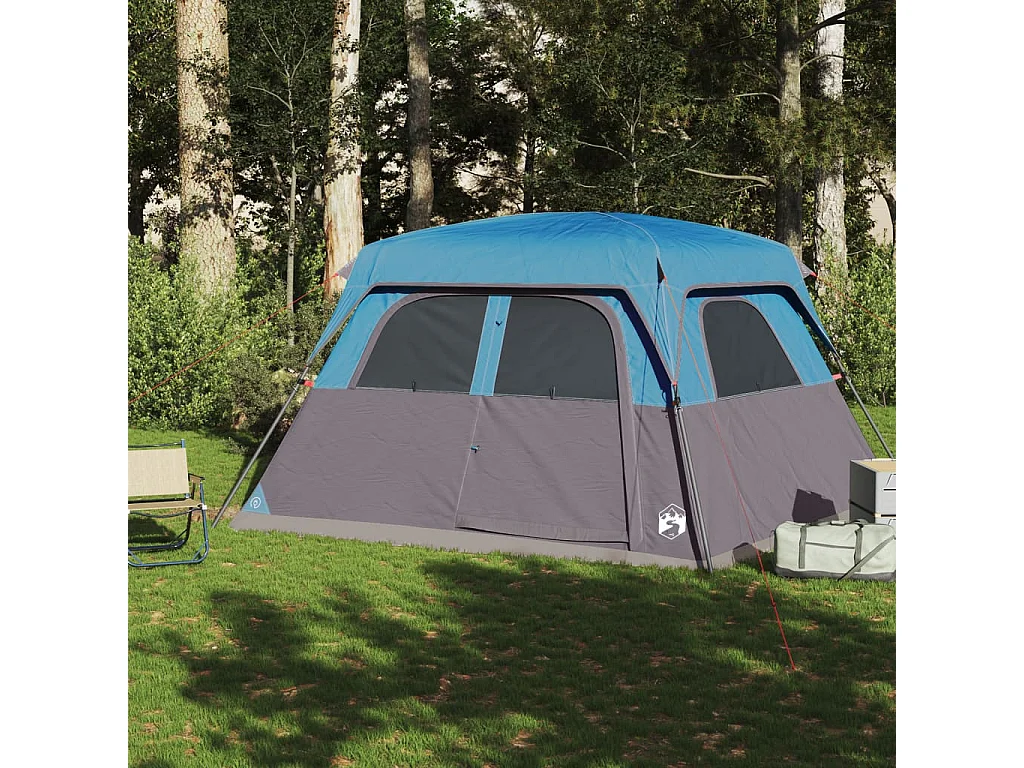 Tonnelle -Tente de cabine familiale 6 personnes bleu imperméable FR951565