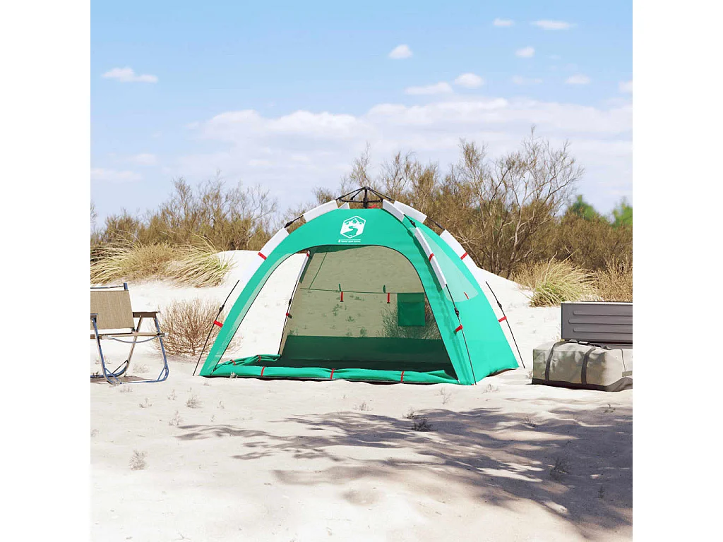 Tenda praia 2 pessoas libertação rápida impermeável verde mar PT170273