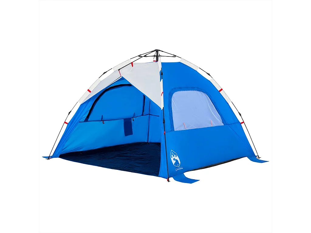 Tenda praia 3 pessoas libertação rápida impermeável azul ciano PT910484