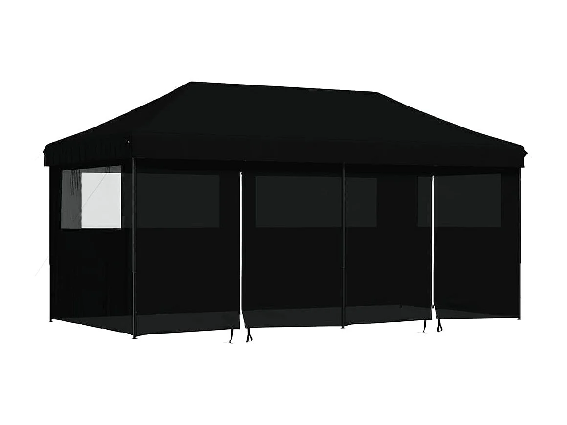 Tenda p/ festas pop-up dobrável com 4 paredes laterais preto PT692514