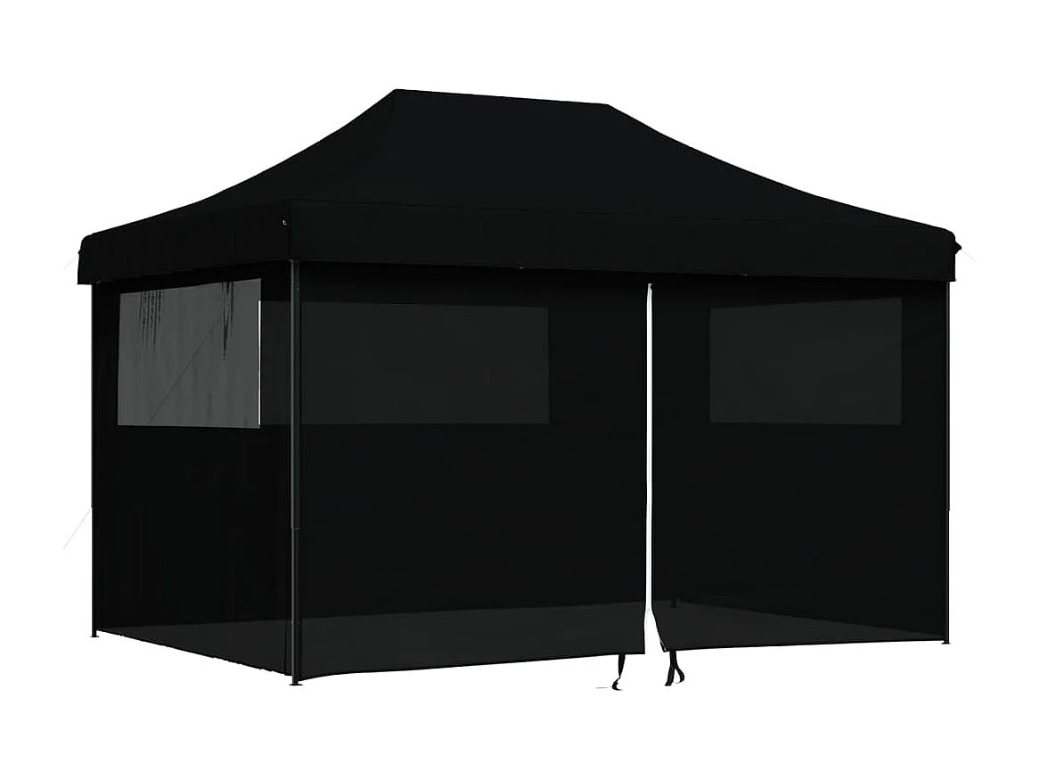 Tenda p/ festas pop-up dobrável com 4 paredes laterais preto PT188304
