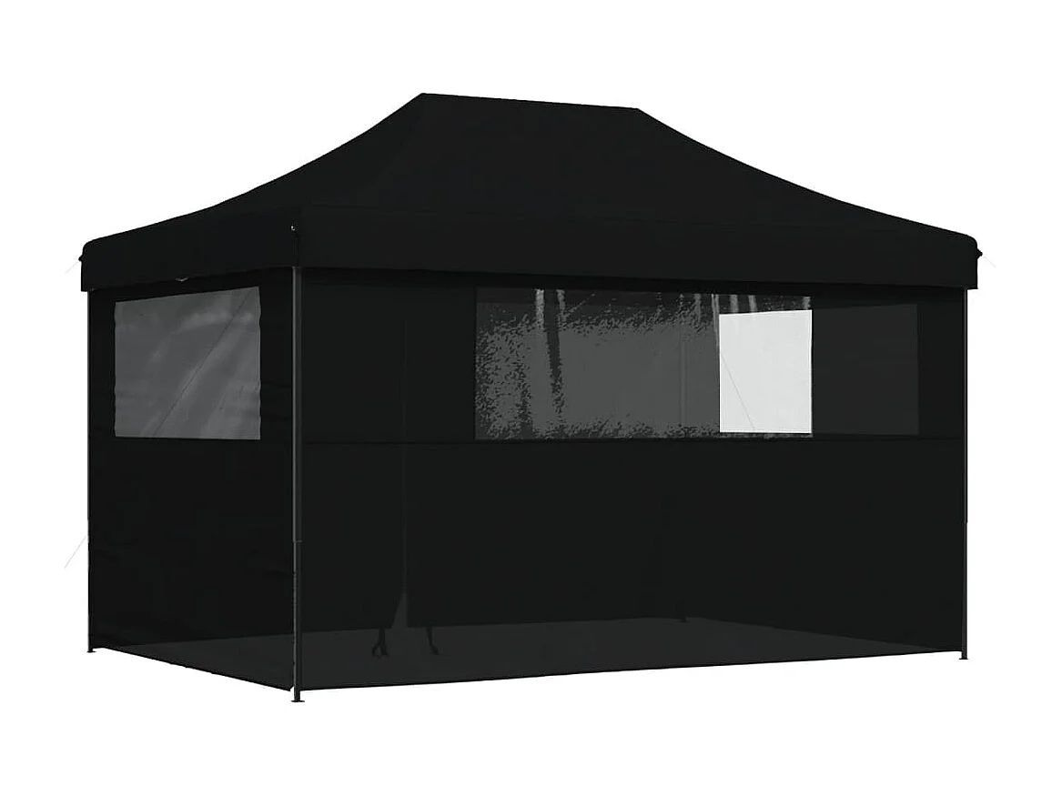 Tonnelle -Tente de réception pliable escamotable 4 parois latérales noir FR514004