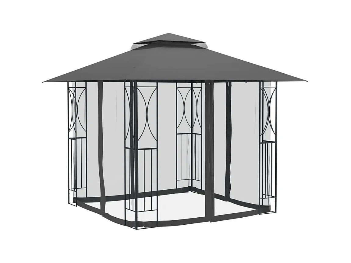 Tonnelle - Belvédère avec parois latérales anthracite 300x300x270 cm acier FR547045