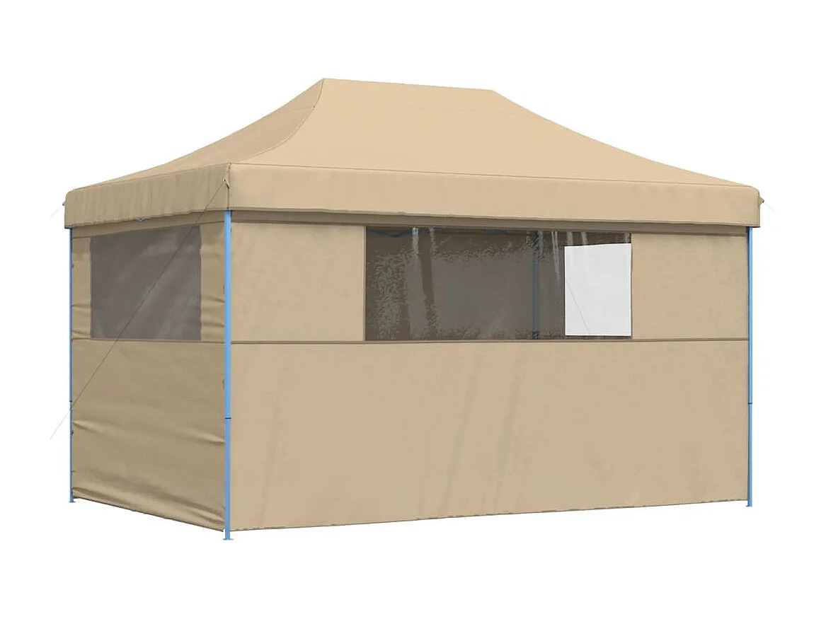 Tienda de fiesta plegable Pop-Up con 4 paredes laterales beige ES321219