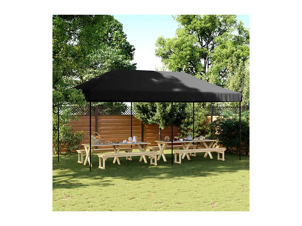 Tonnelle -Tente de réception pliable escamotable noir 580x292x315 cm FR605689
