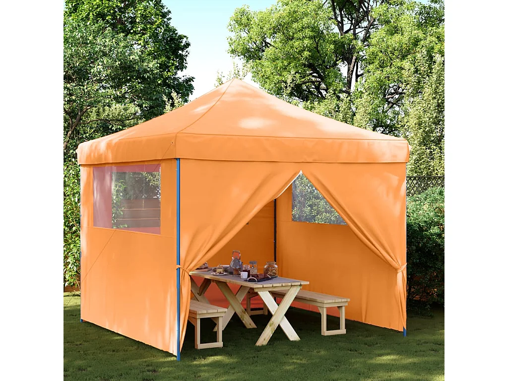 Tenda para festas pop-up dobrável c/ 4 paredes laterais laranja PT464419