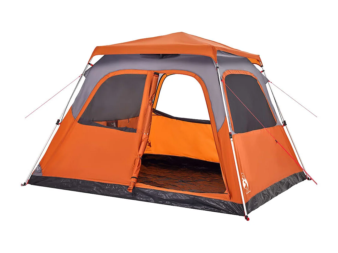 Koepeltent 6-persoons snelontgrendeling grijs en oranje BE246712