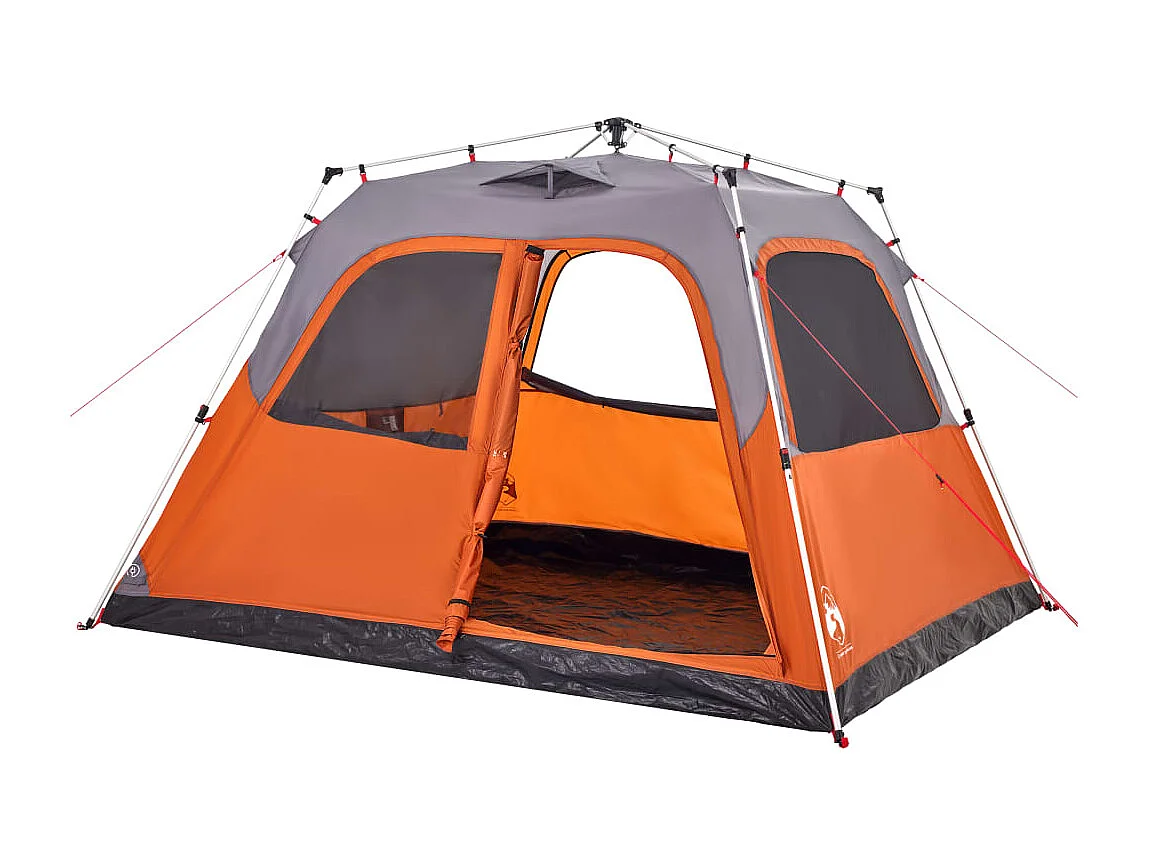 Tonnelle -Tente familiale dôme 6 personnes gris orange libération rapide FR772016