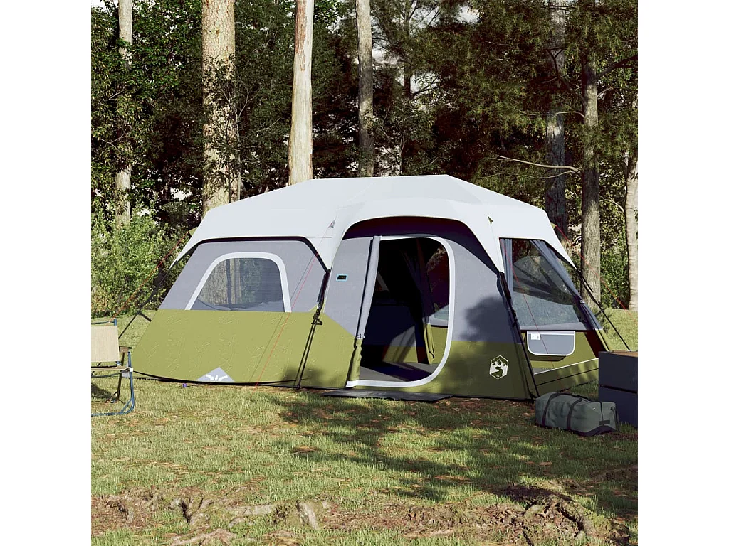 Tenda familiar c/ LED 9 pessoas libertação rápida verde-claro PT533928