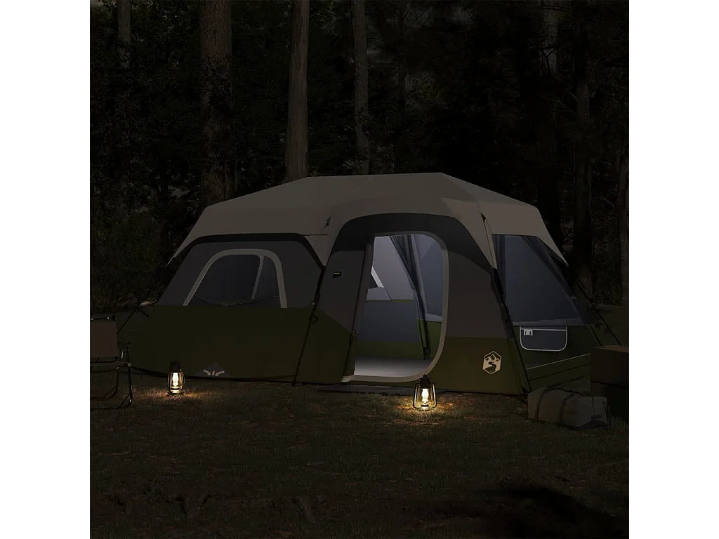 Tenda familiar c/ LED 9 pessoas libertação rápida verde-claro PT533928