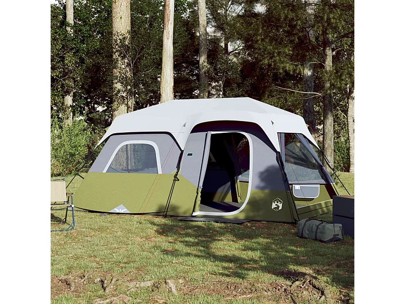 Tenda familiar c/ LED 9 pessoas libertação rápida verde-claro PT533928