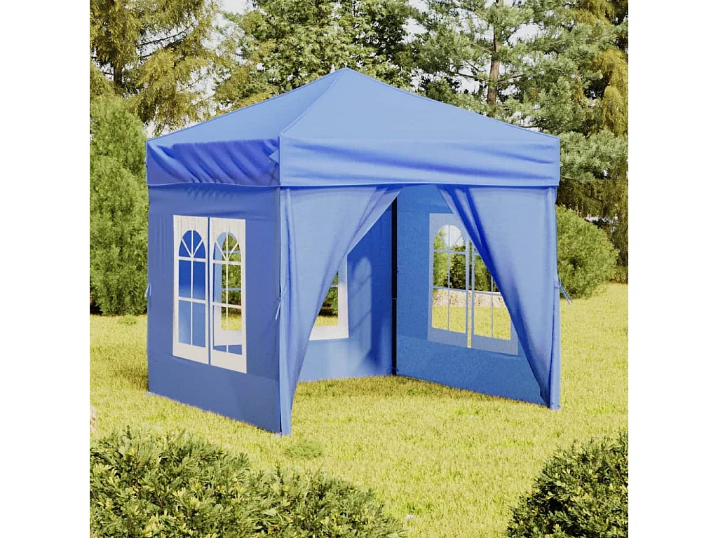 Tonnelle -Tente de réception pliable avec parois Bleu 2x2 m FR932374