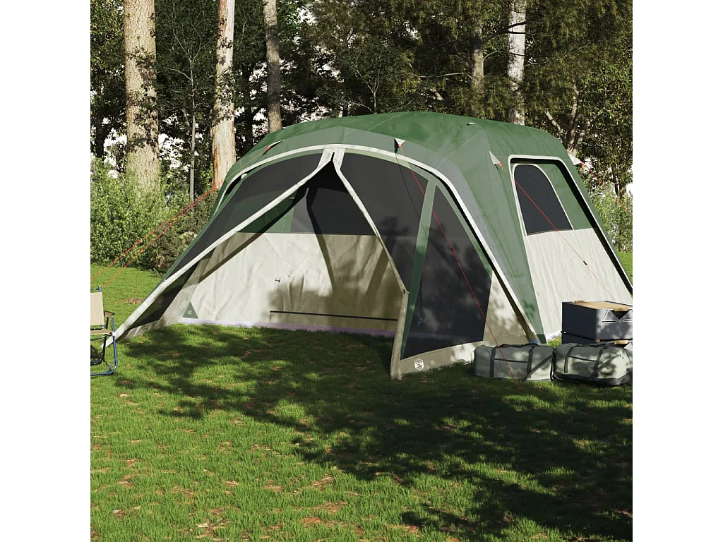Tonnelle -Tente familiale avec porche 6 personnes vert imperméable FR242444